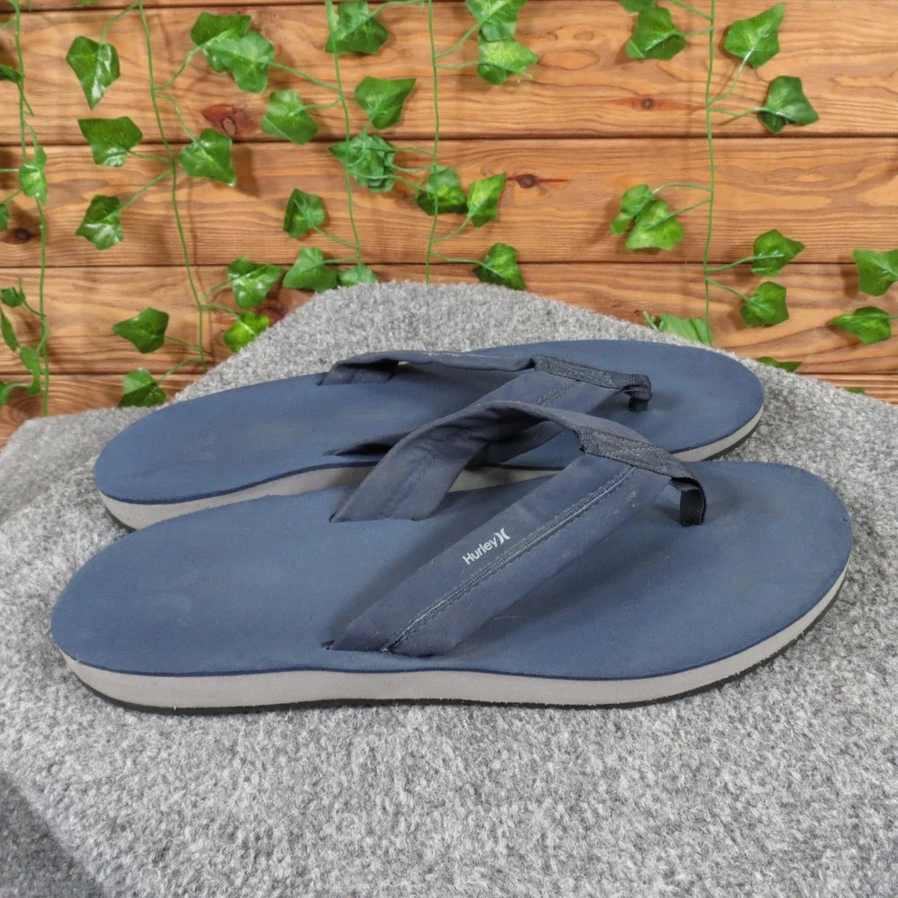 Hurley Lunar Men's 13 Obsidian Synthetic Flip Flop Sandals Casual‎ Comfort